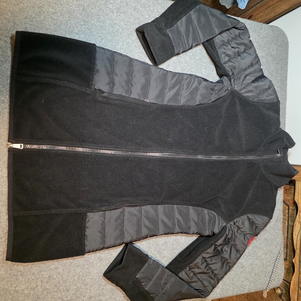Lauren Ralph Laurenblack zip-up jacket with fleece and quilted puffer panel G2